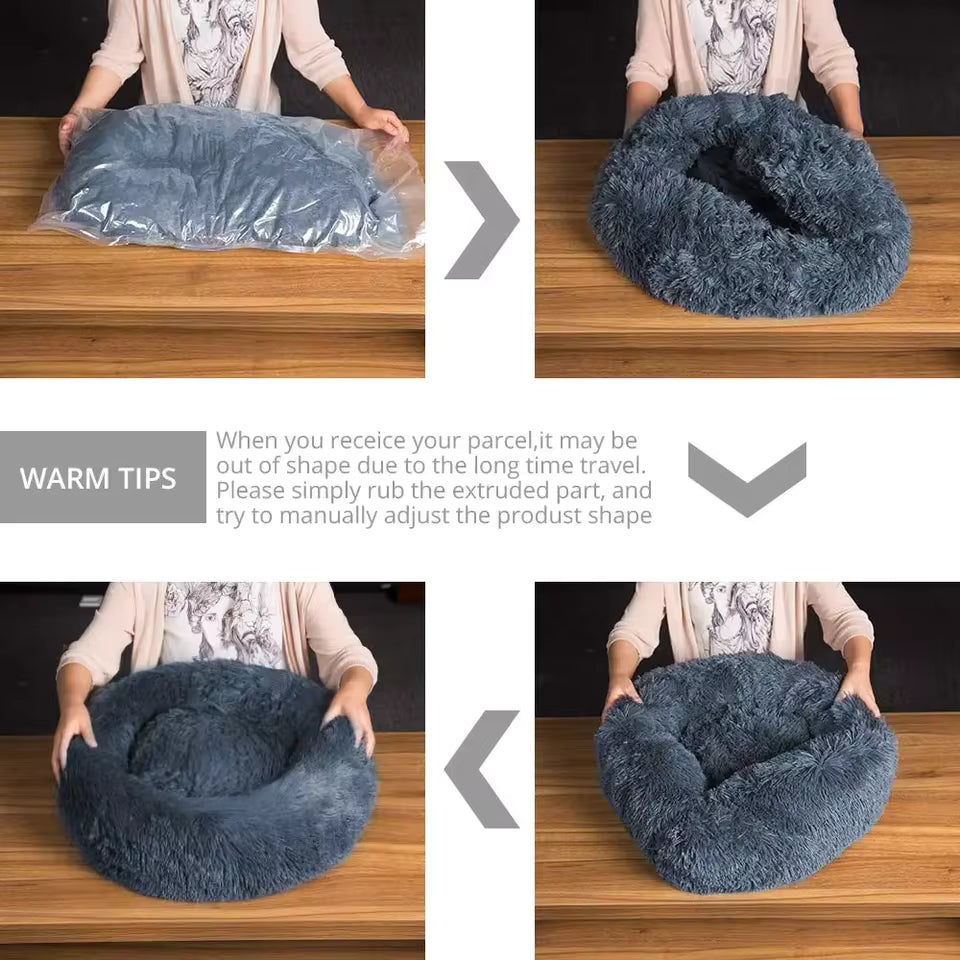 Calming & Warm Donut Bed for Dogs & Cats